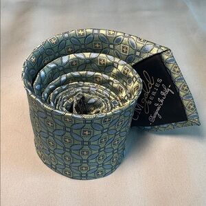 CM Gold Series Extra Long Green/Blue/Gold Silk Tie